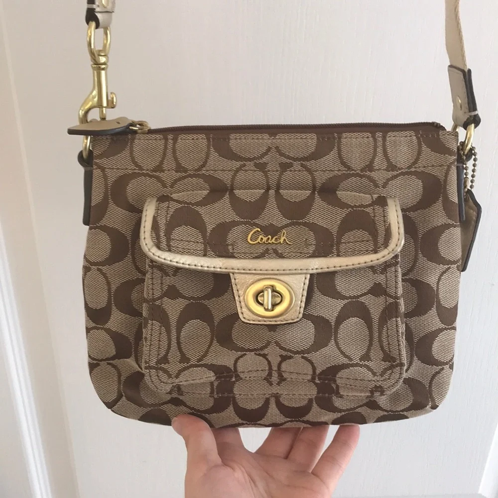 Coach Brown / Tan Signature Crossbody Bag - Picture 1 of 13